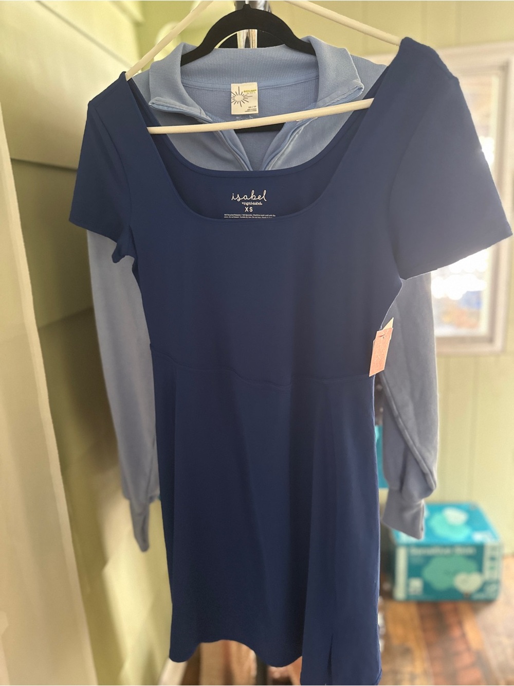Ingrid & Isabel Navy Short-Sleeve Maternity Active dress (w shorts)